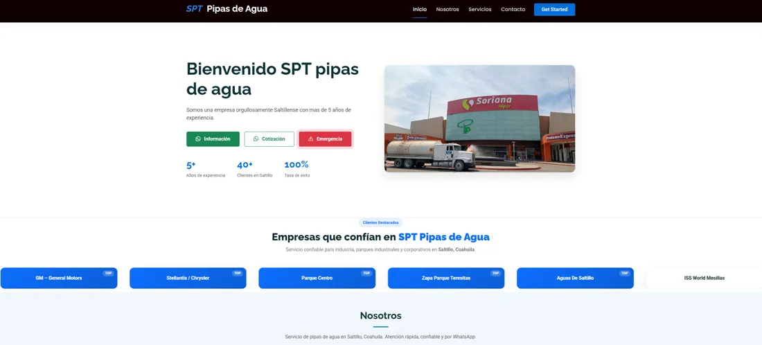 Sitio web de SPT Pipas de Agua