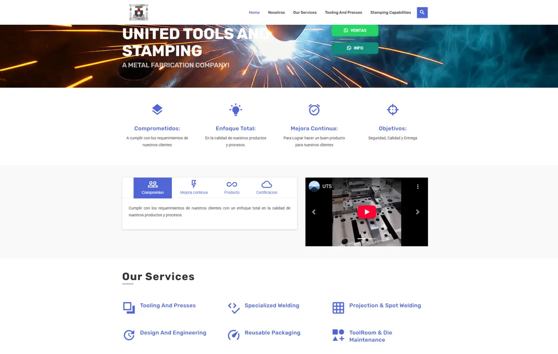 Sitio web de United Tools and Stamping
